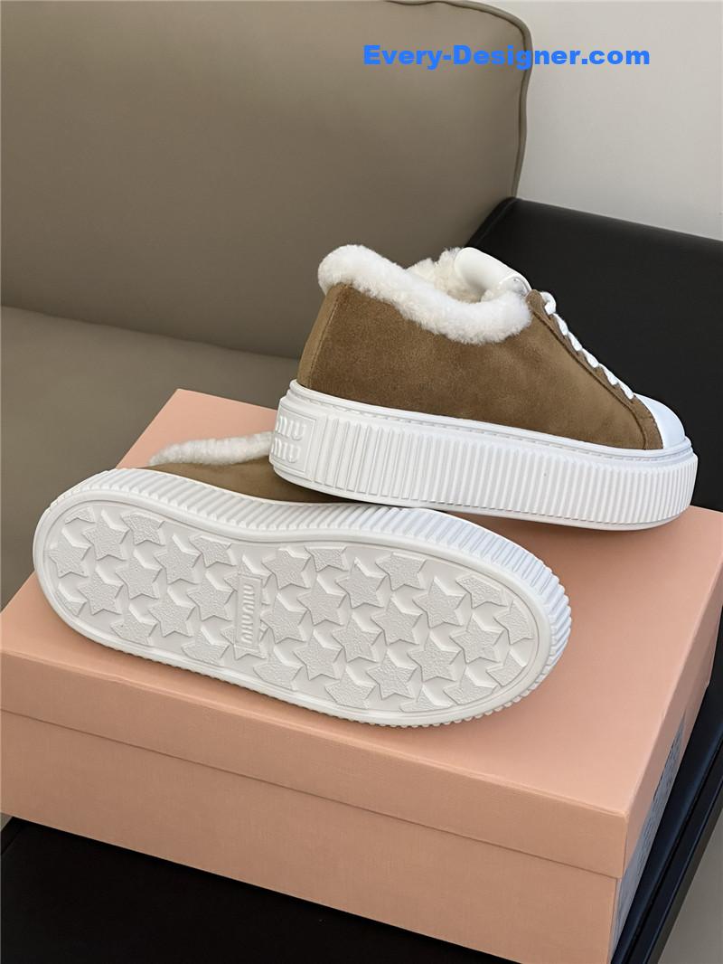 M1um1u autumn and winter lamb wool series sneakers