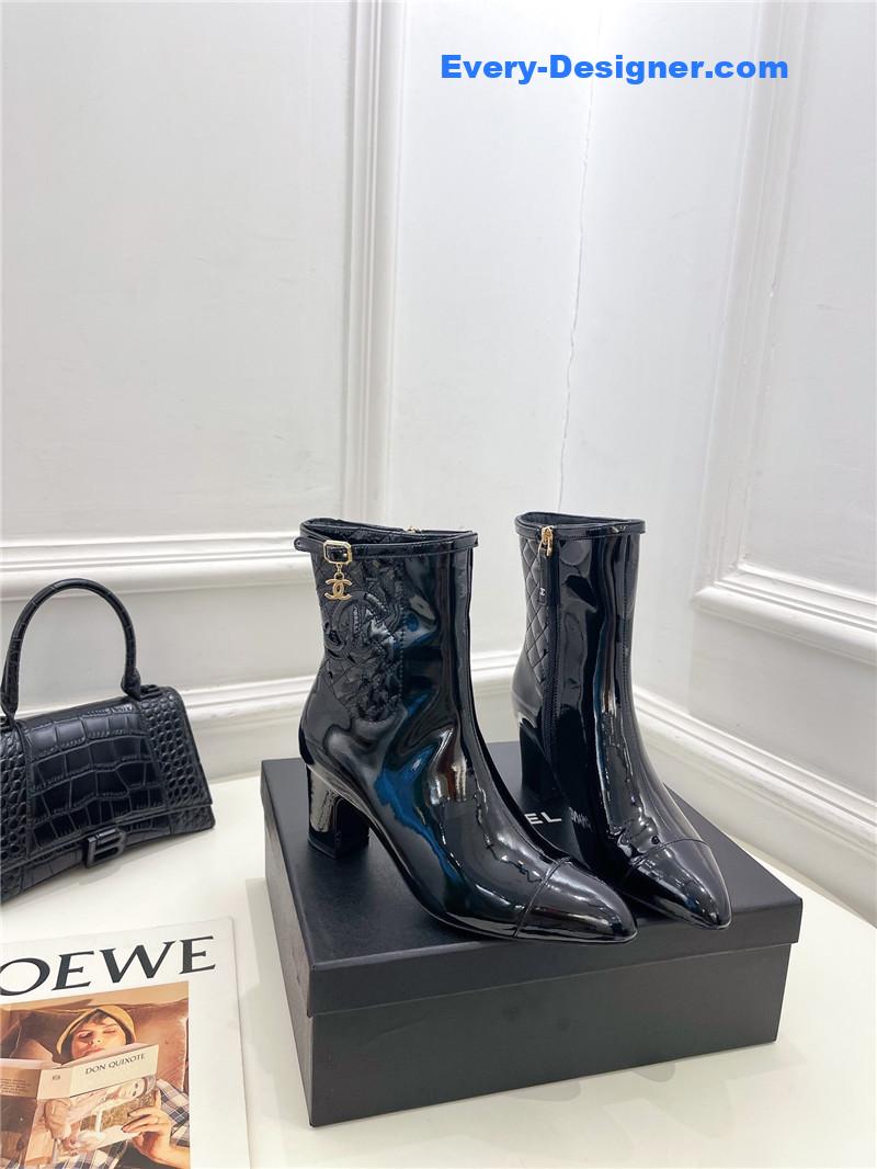 CC counter classic electric embroidery thick heel short boots