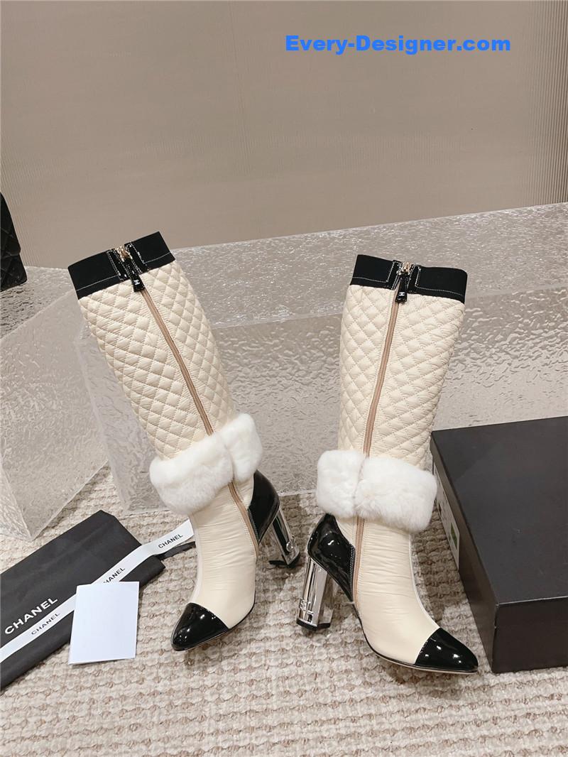 CC new electroplated heel down high boots