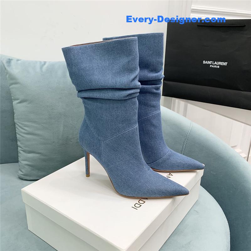 Amina Muaddi pleated stiletto booties
