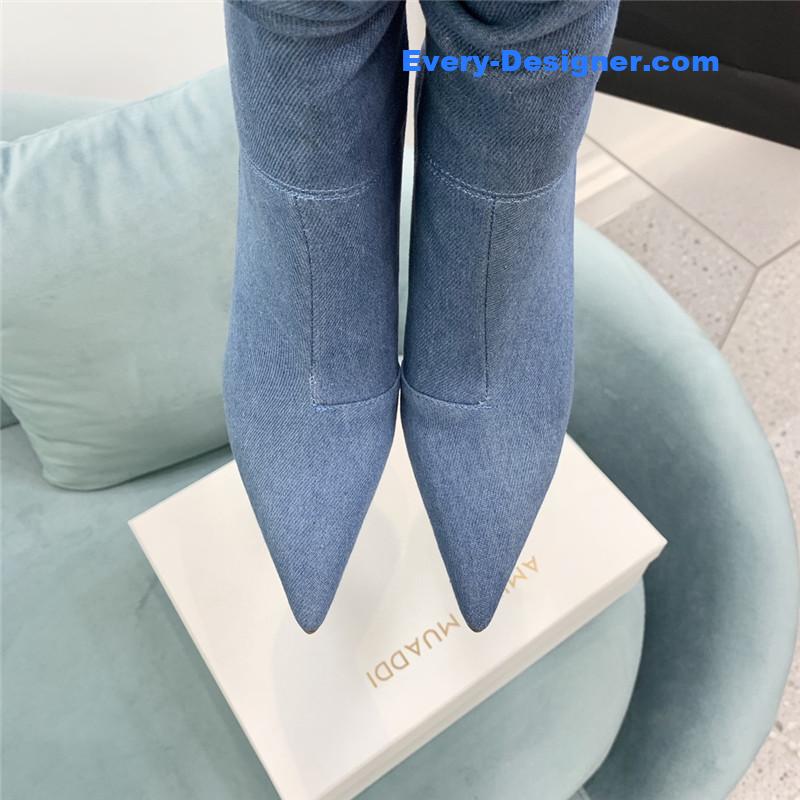 Amina Muaddi pleated stiletto booties