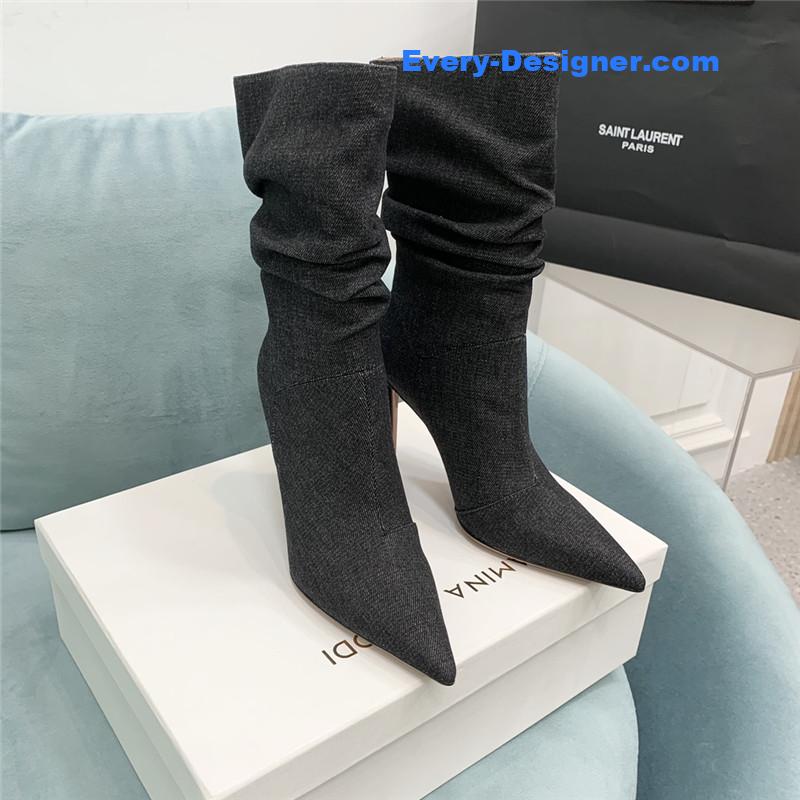 Amina Muaddi pleated stiletto booties