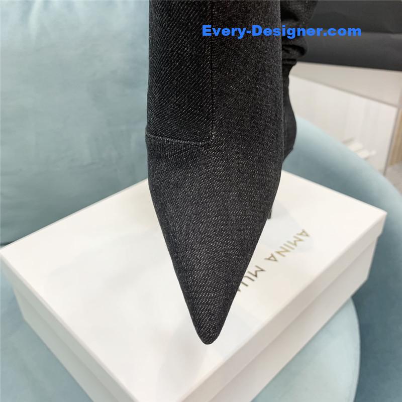 Amina Muaddi pleated stiletto booties