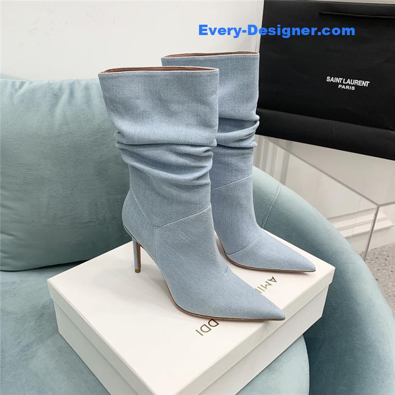 Amina Muaddi pleated stiletto booties