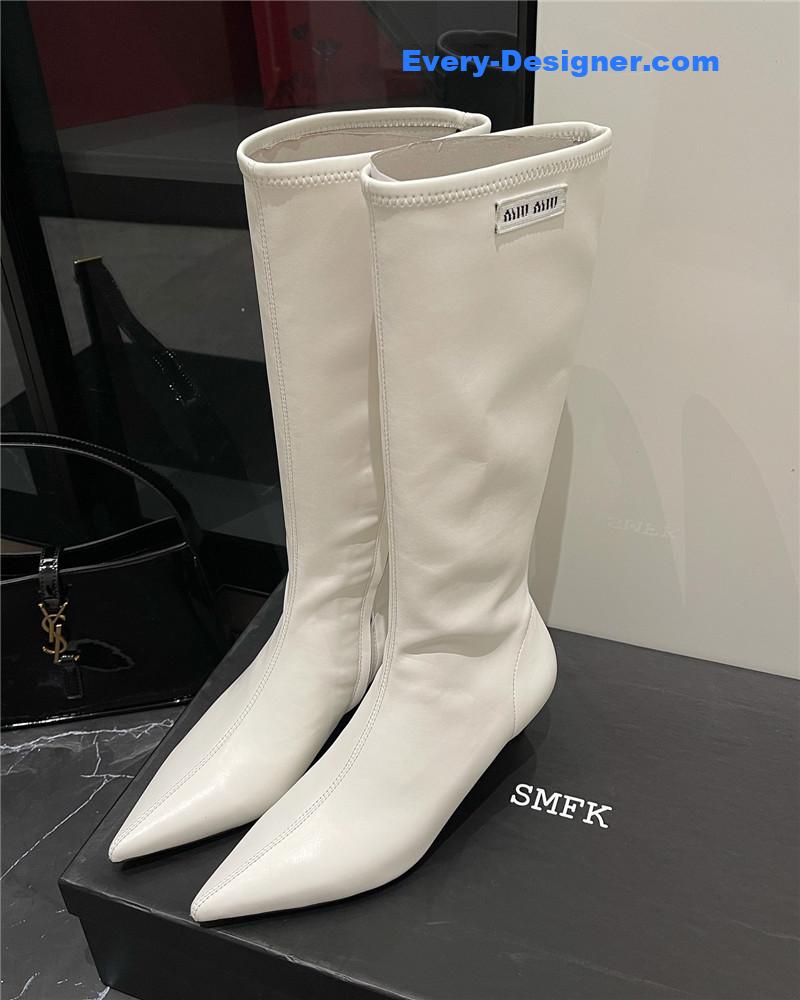 M1um1u new elastic pointed toe leg-lengthening high boots