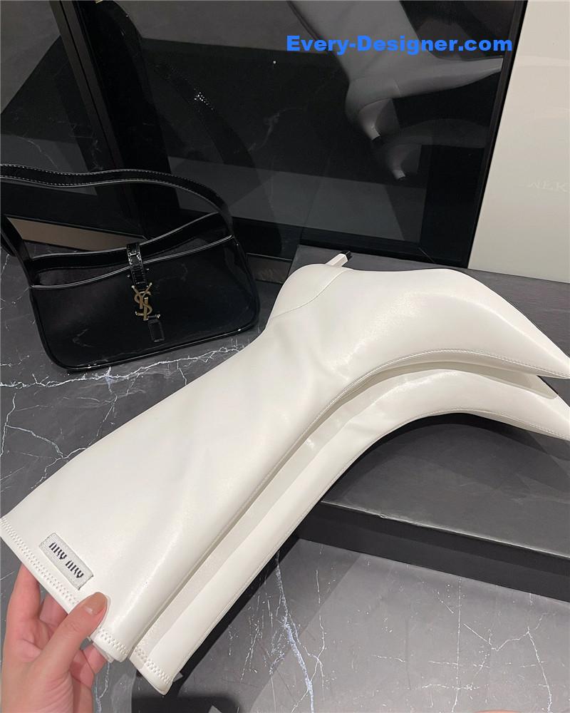 M1um1u new elastic pointed toe leg-lengthening high boots