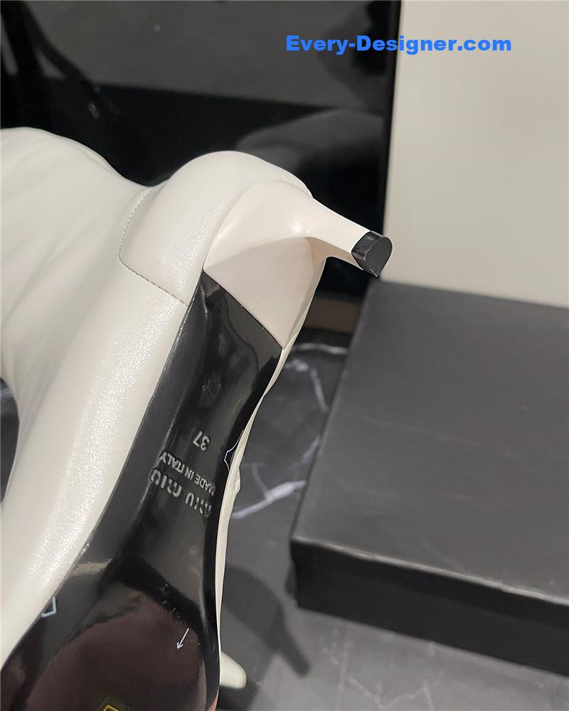 M1um1u new elastic pointed toe leg-lengthening high boots