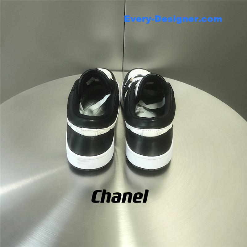 Ch**el black and white panda rhombus casual sneakers