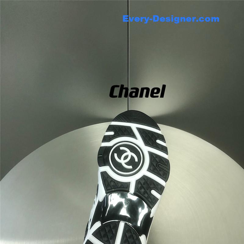 Ch**el black and white panda rhombus casual sneakers