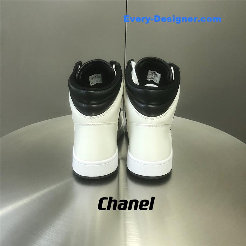 Ch**el black and white panda rhombus casual sneakers