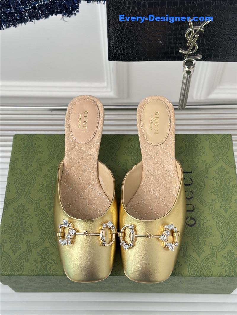 Gvc*1 new horsebit toe thick heel half slippers