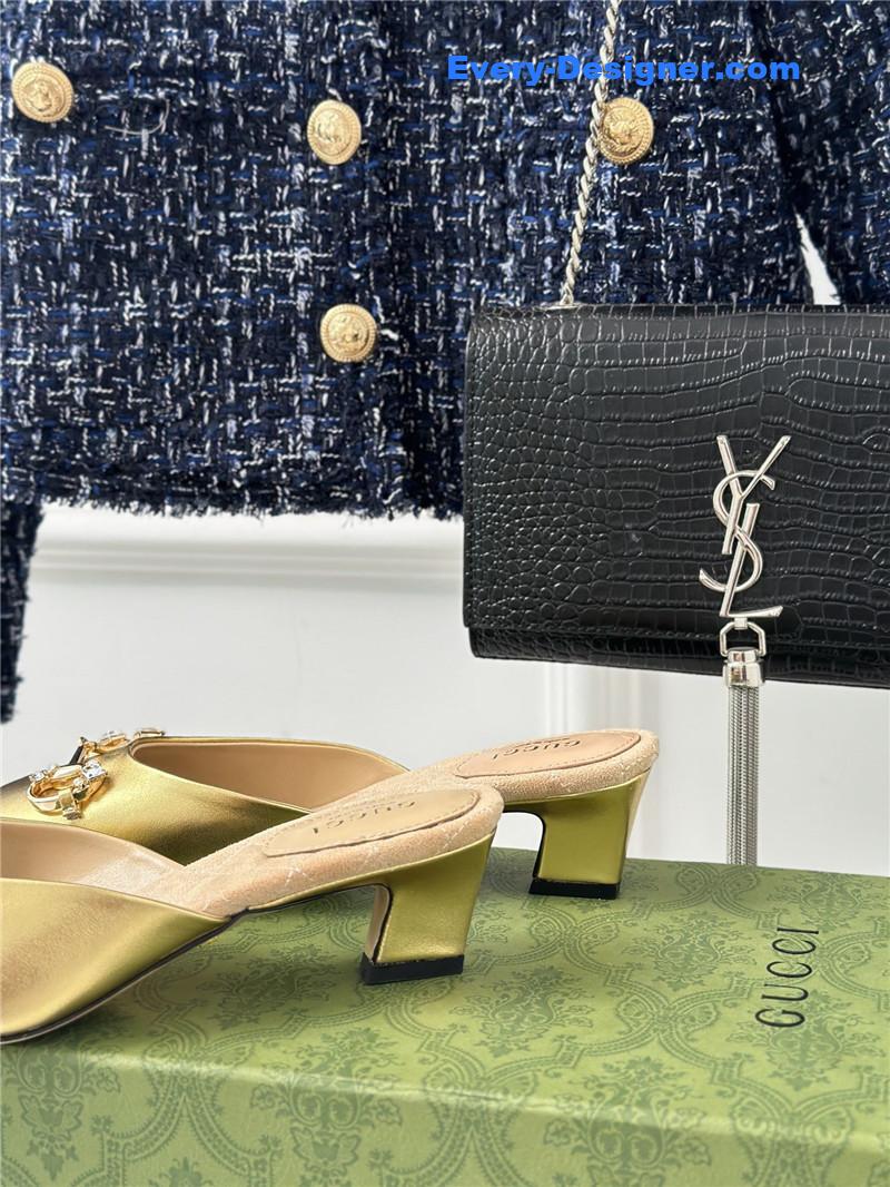 Gvc*1 new horsebit toe thick heel half slippers