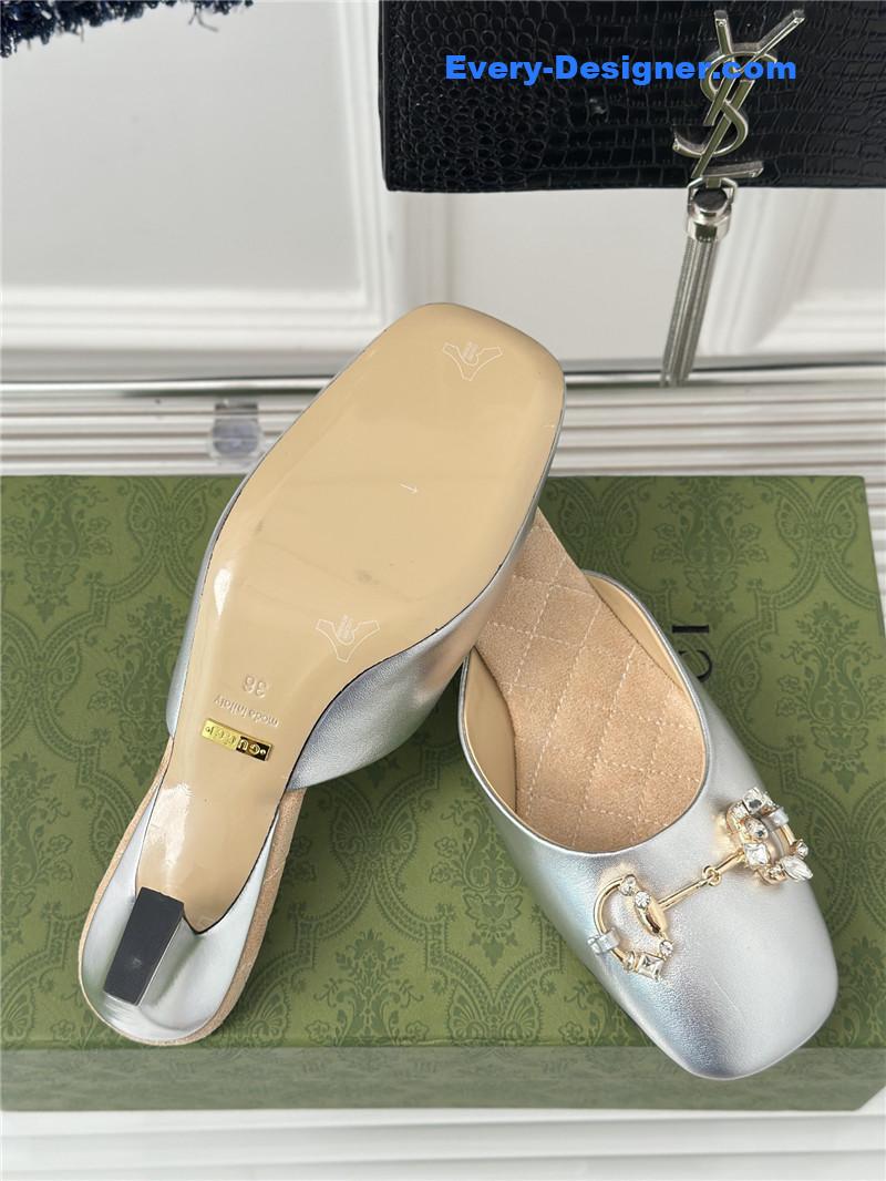 Gvc*1 new horsebit toe thick heel half slippers