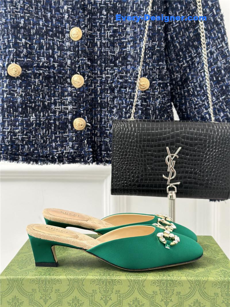 Gvc*1 new horsebit toe thick heel half slippers