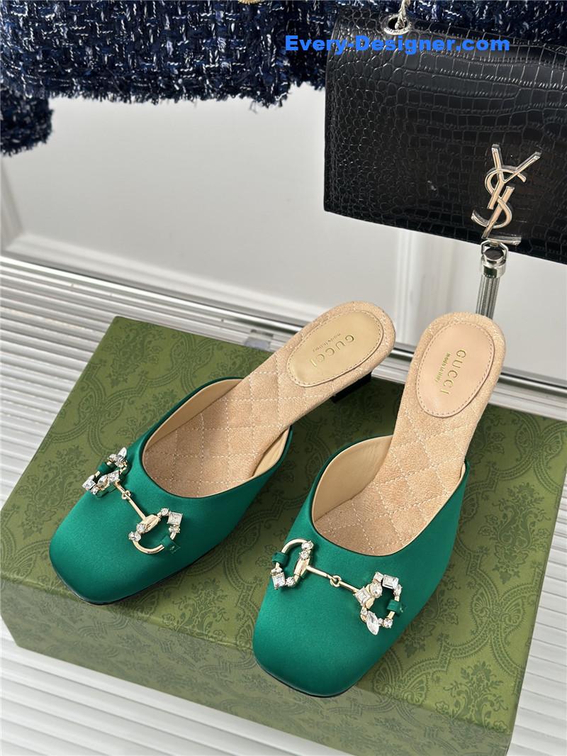 Gvc*1 new horsebit toe thick heel half slippers