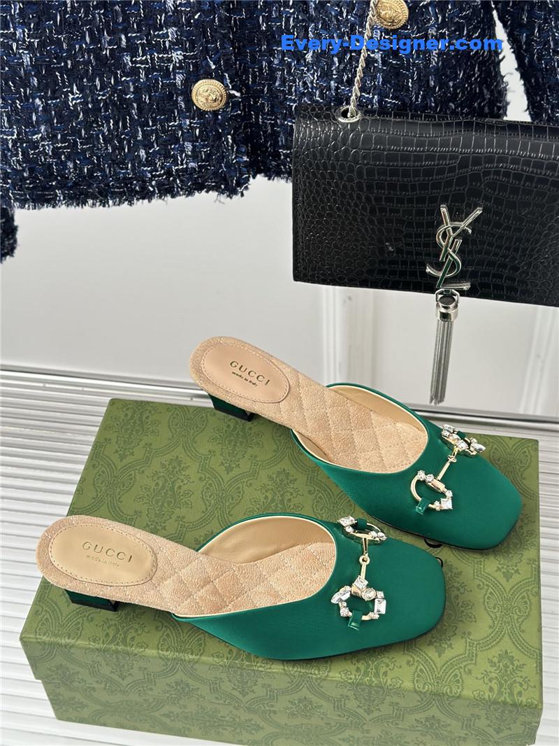 Gvc*1 new horsebit toe thick heel half slippers