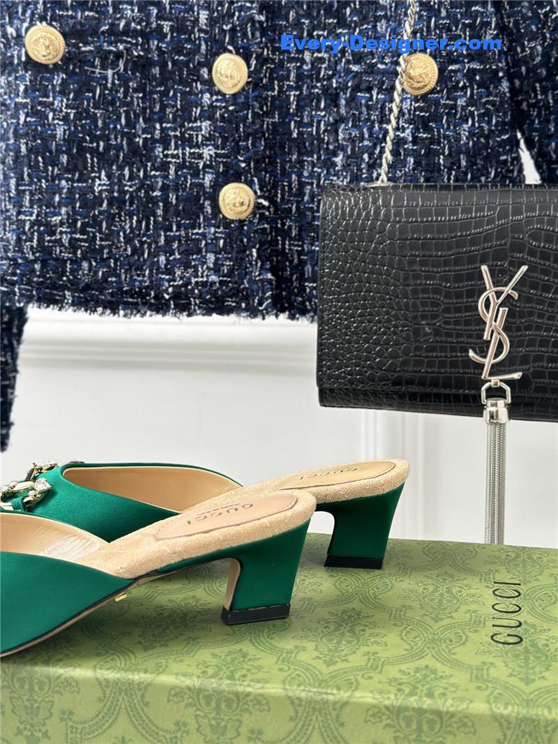 Gvc*1 new horsebit toe thick heel half slippers