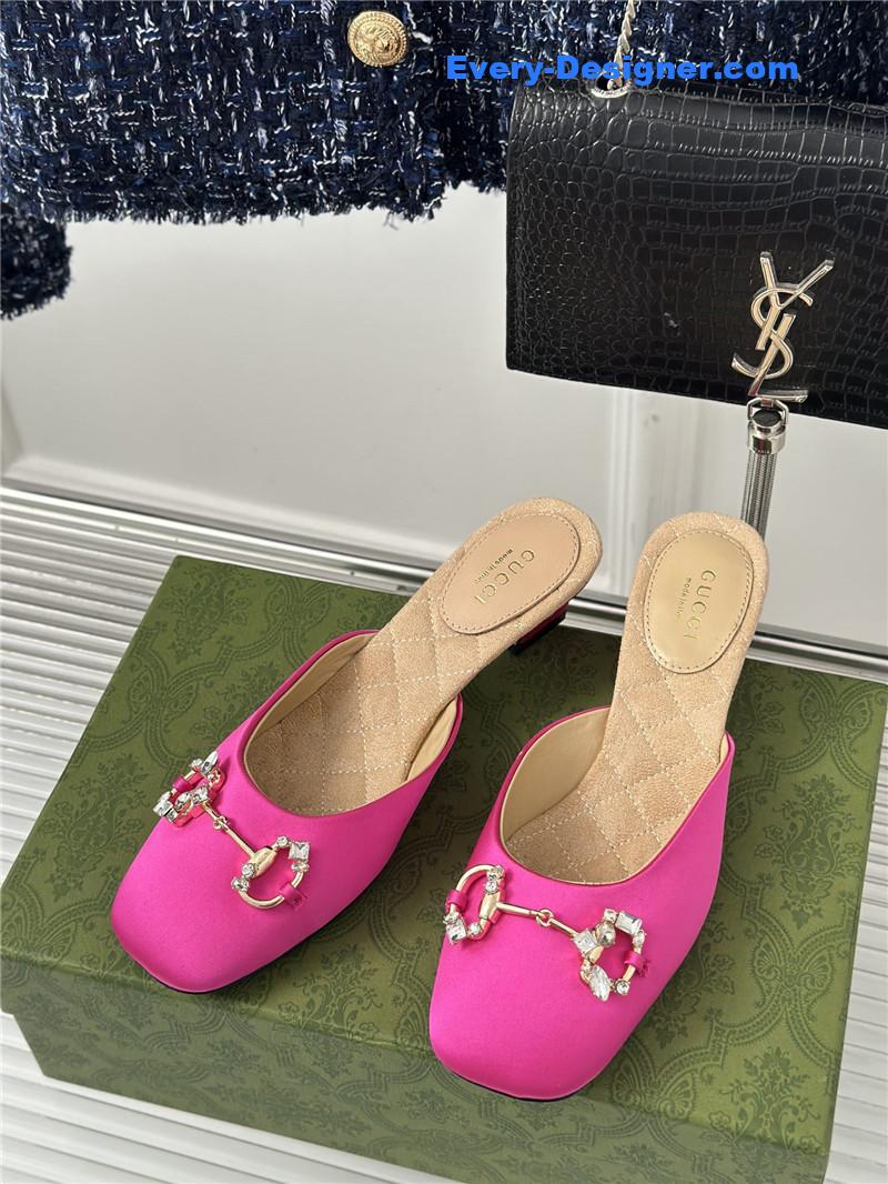 Gvc*1 new horsebit toe thick heel half slippers