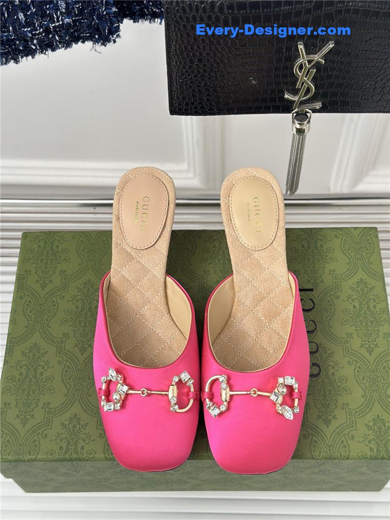 Gvc*1 new horsebit toe thick heel half slippers