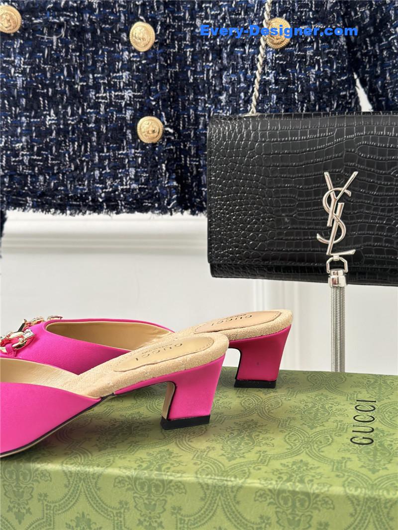 Gvc*1 new horsebit toe thick heel half slippers