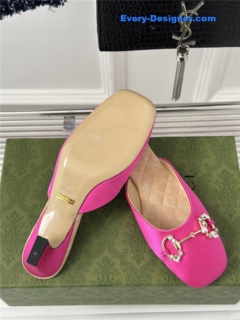 Gvc*1 new horsebit toe thick heel half slippers