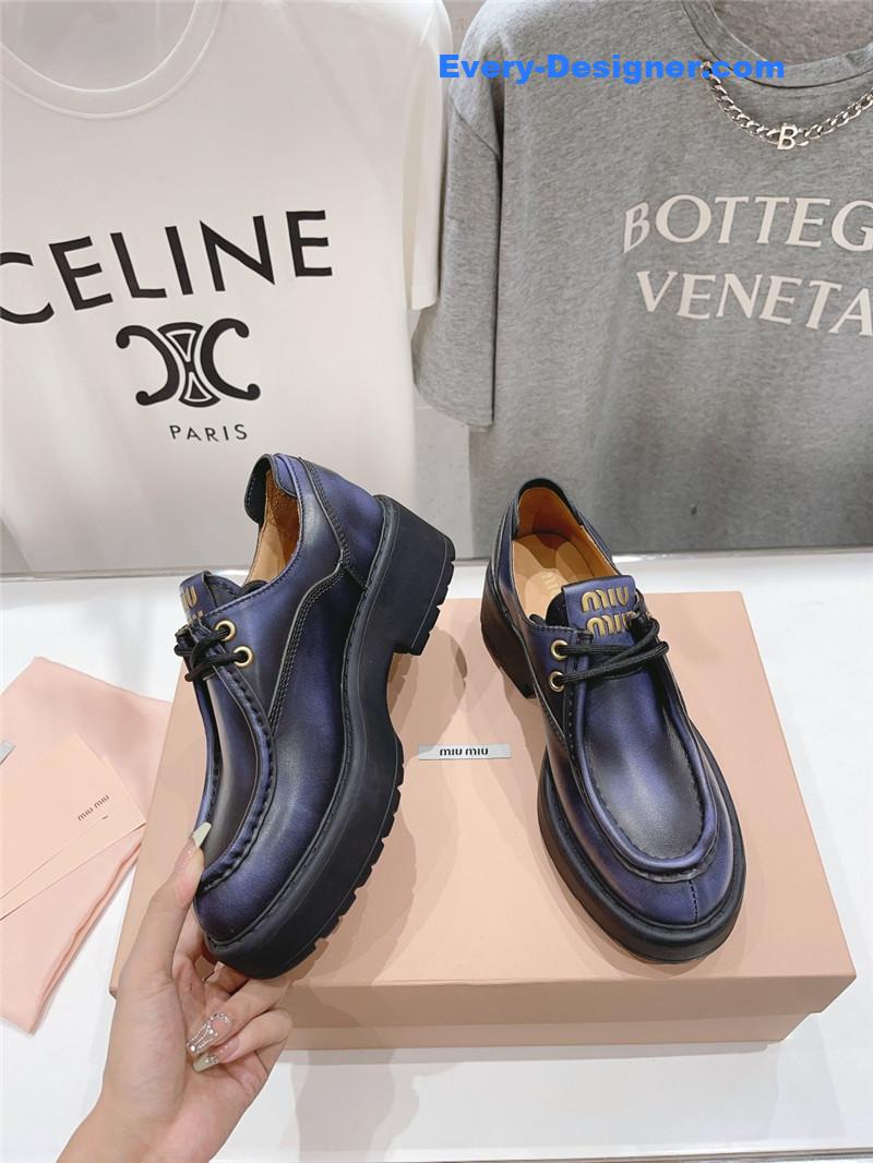 M1um1u catwalk style lace-up high-heeled loafers