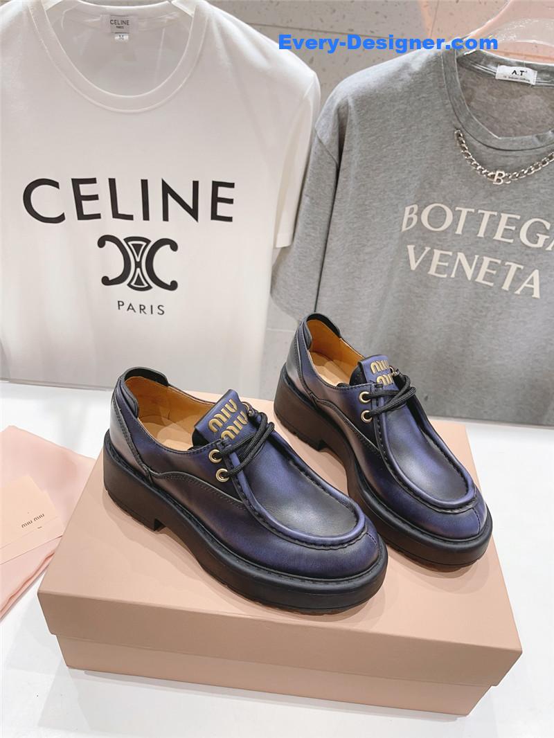 M1um1u catwalk style lace-up high-heeled loafers