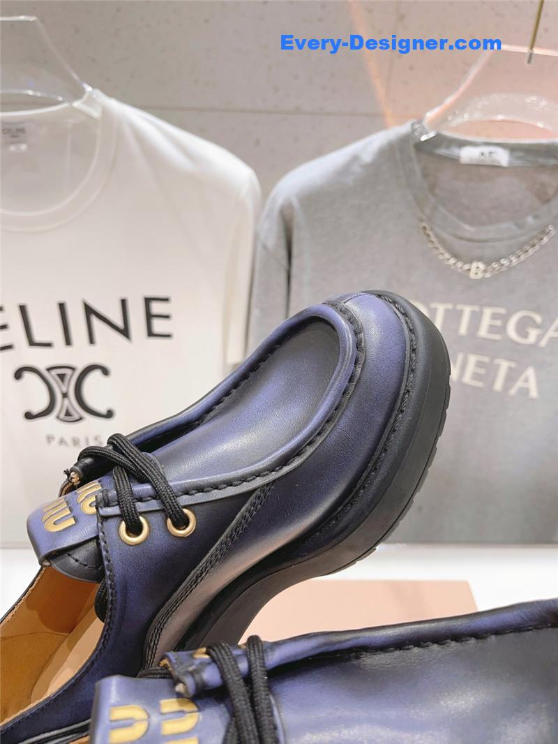 M1um1u catwalk style lace-up high-heeled loafers