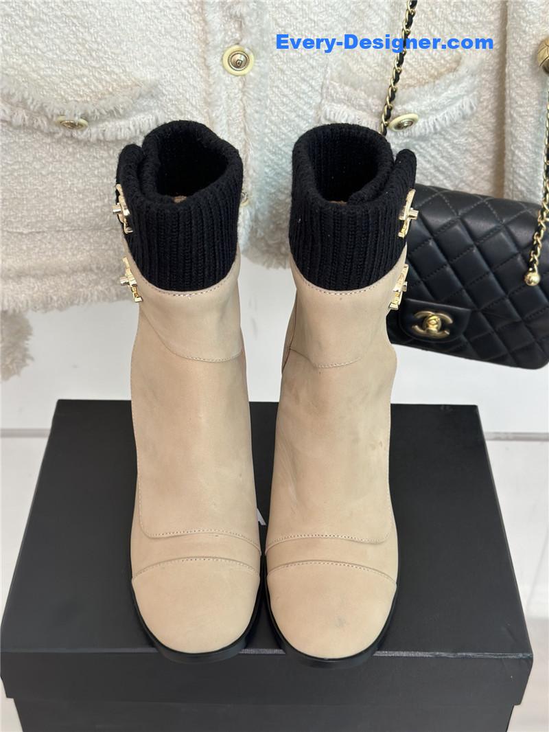 CC bag buckle knitted woolen short boots