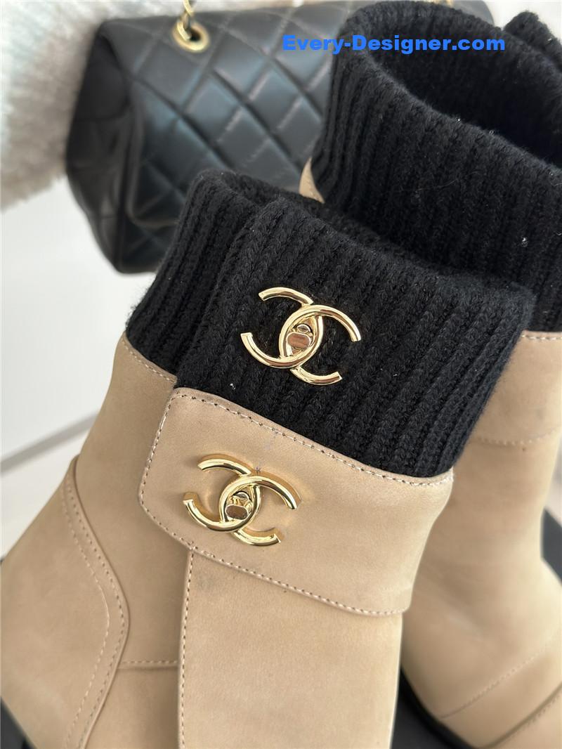 CC bag buckle knitted woolen short boots