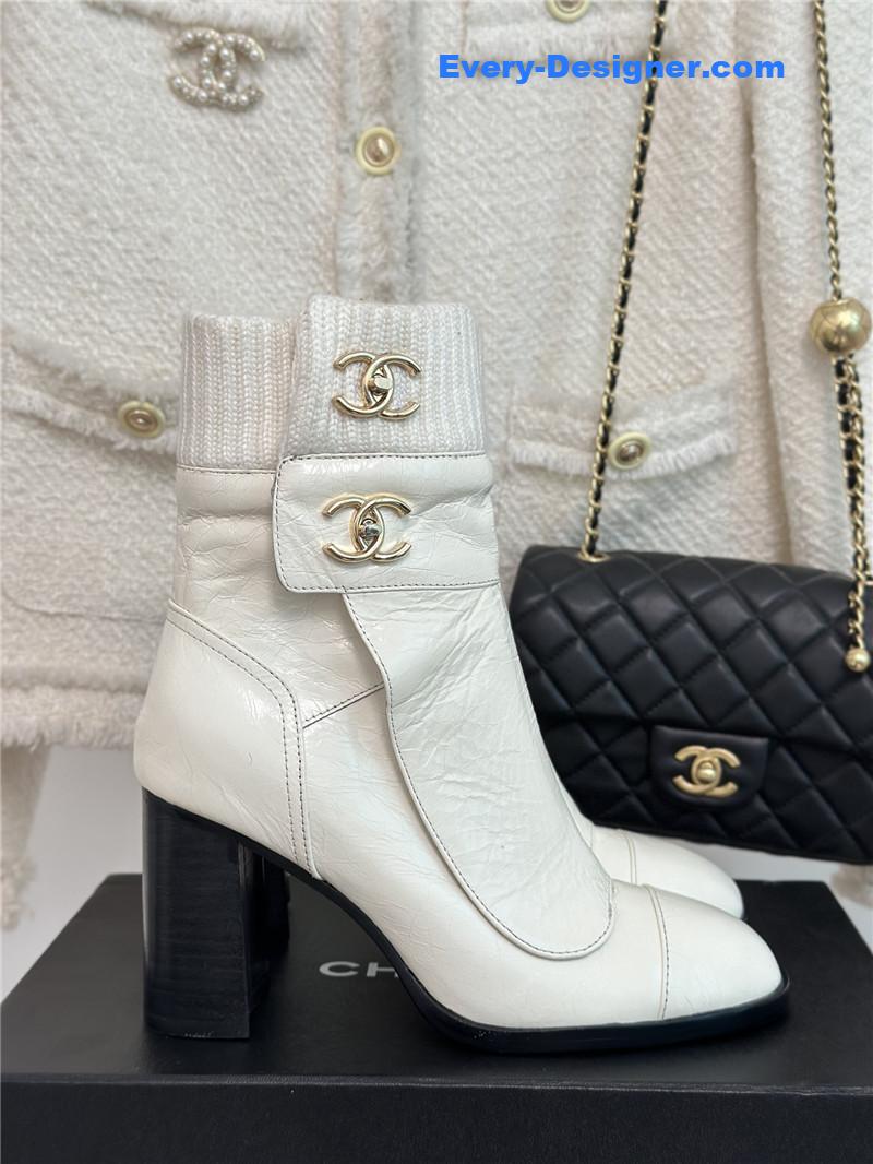 CC bag buckle knitted woolen short boots