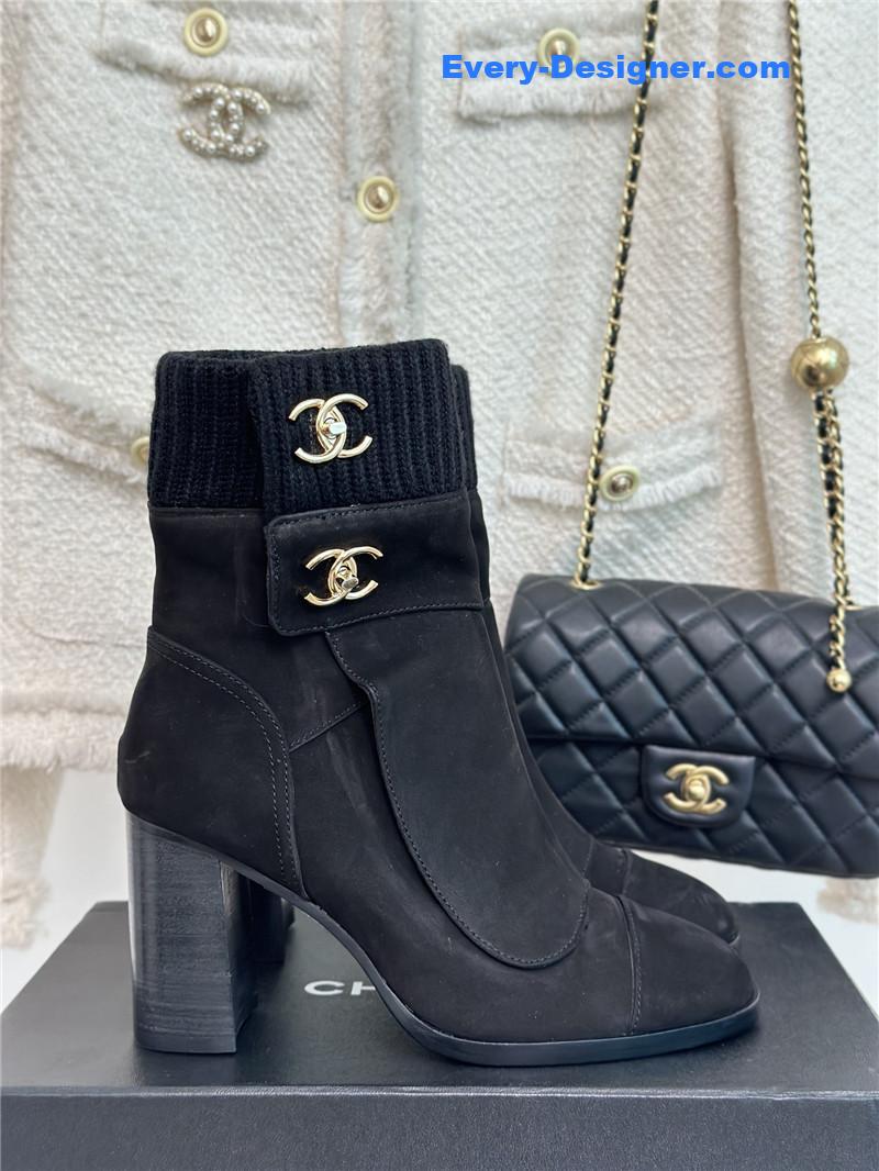 CC bag buckle knitted woolen short boots