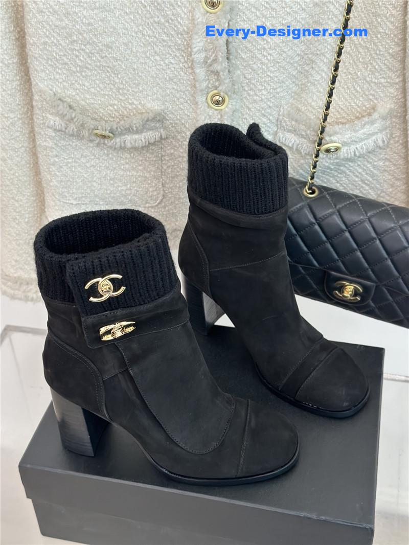 CC bag buckle knitted woolen short boots