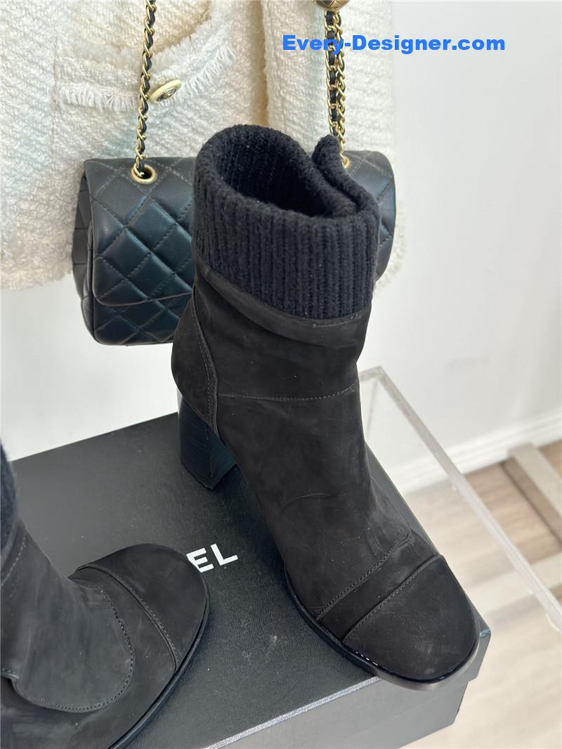 CC bag buckle knitted woolen short boots