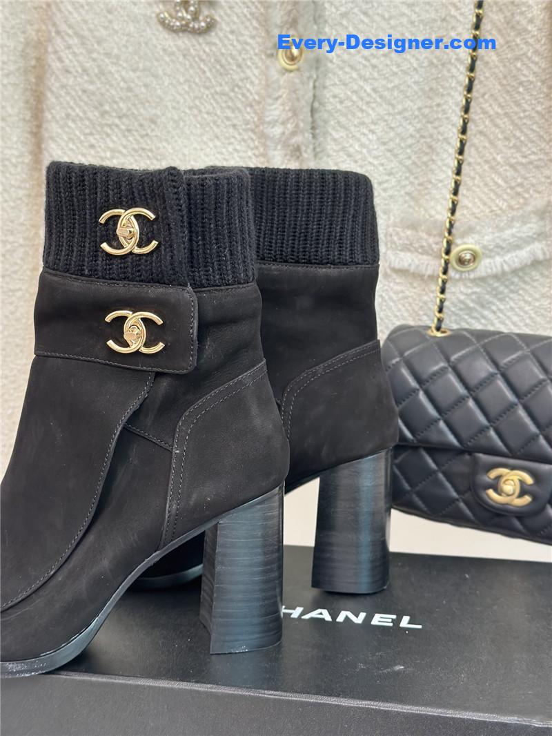 CC bag buckle knitted woolen short boots