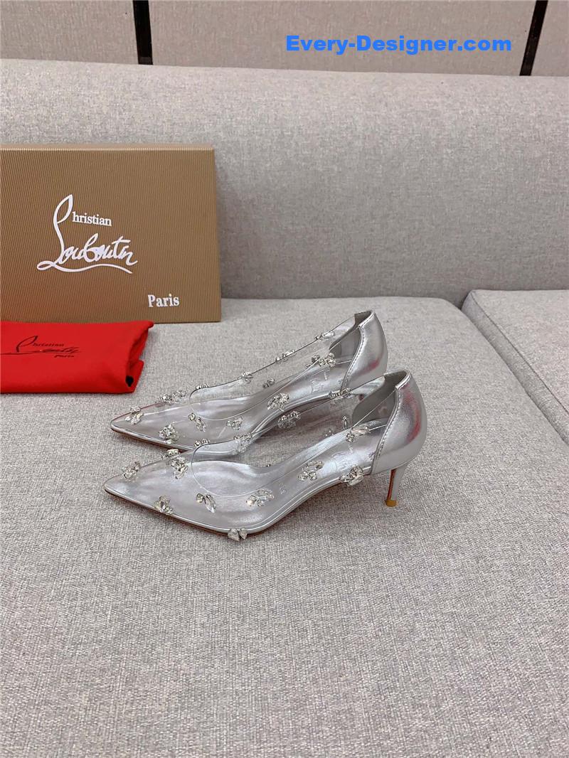 Chr1st1an louboutin crystal clear red sole high heels