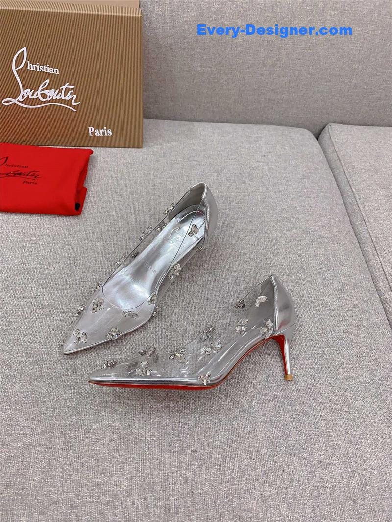 Chr1st1an louboutin crystal clear red sole high heels