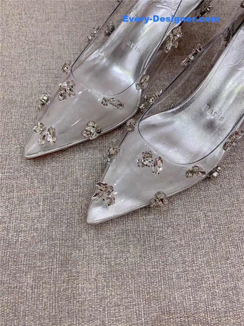Chr1st1an louboutin crystal clear red sole high heels