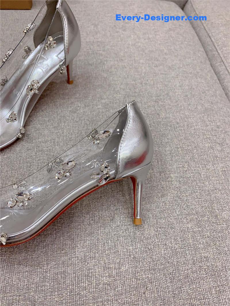Chr1st1an louboutin crystal clear red sole high heels