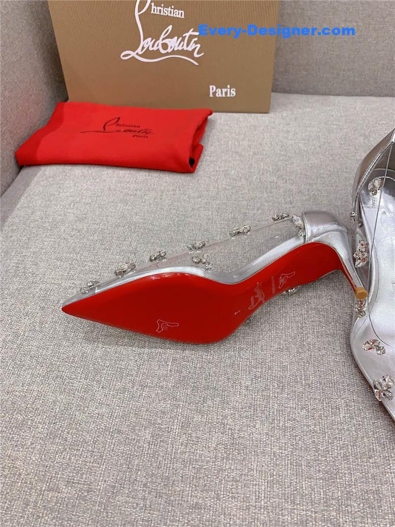 Chr1st1an louboutin crystal clear red sole high heels