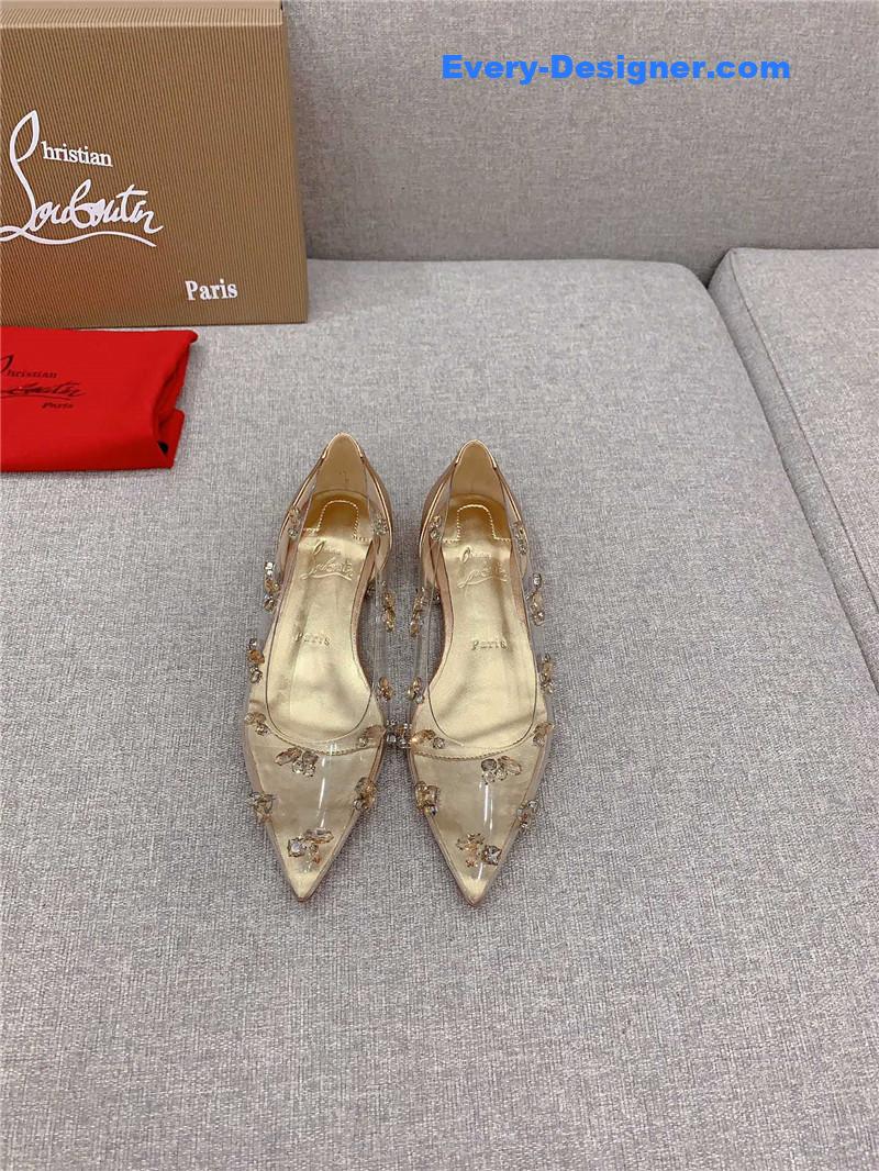 Chr1st1an louboutin crystal clear red sole high heels