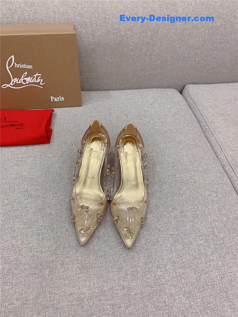 Chr1st1an louboutin crystal clear red sole high heels