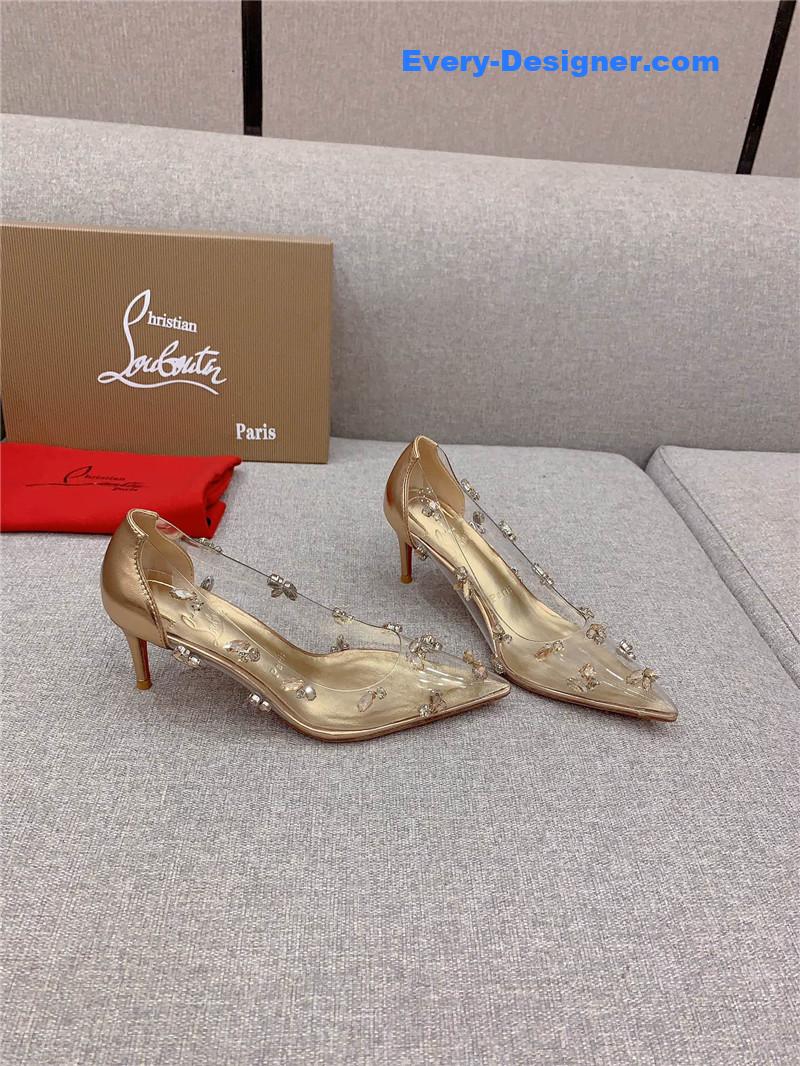 Chr1st1an louboutin crystal clear red sole high heels