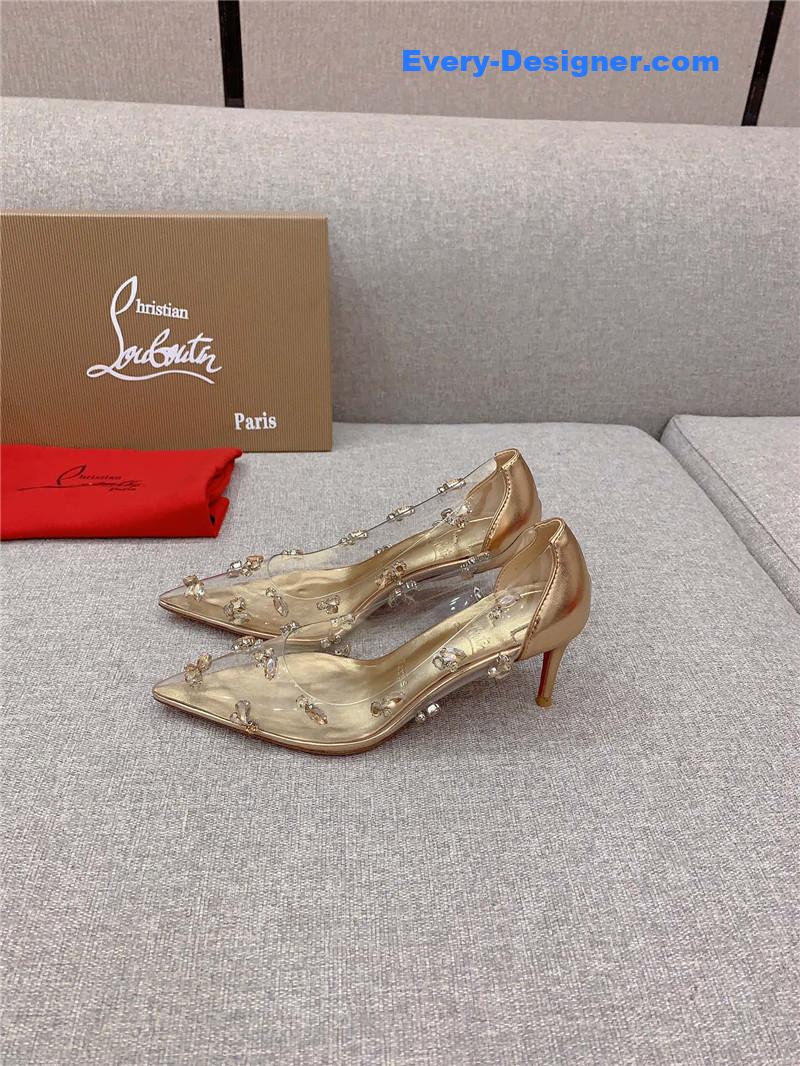 Chr1st1an louboutin crystal clear red sole high heels