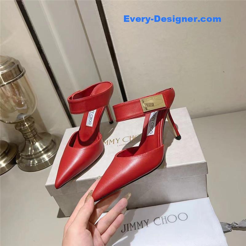 J1m*y Ch00 metal buckle half slippers for women