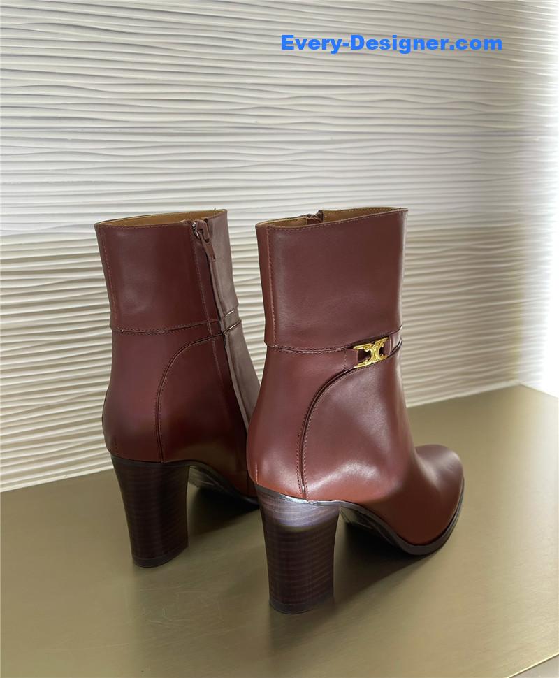 Ce1i*e padded sheepskin bronzing logo short boots