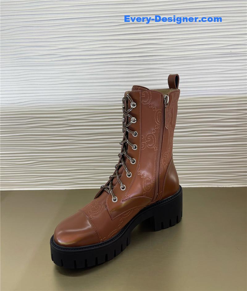 Gvc*1 double g embroidered logo retro motorcycle boots