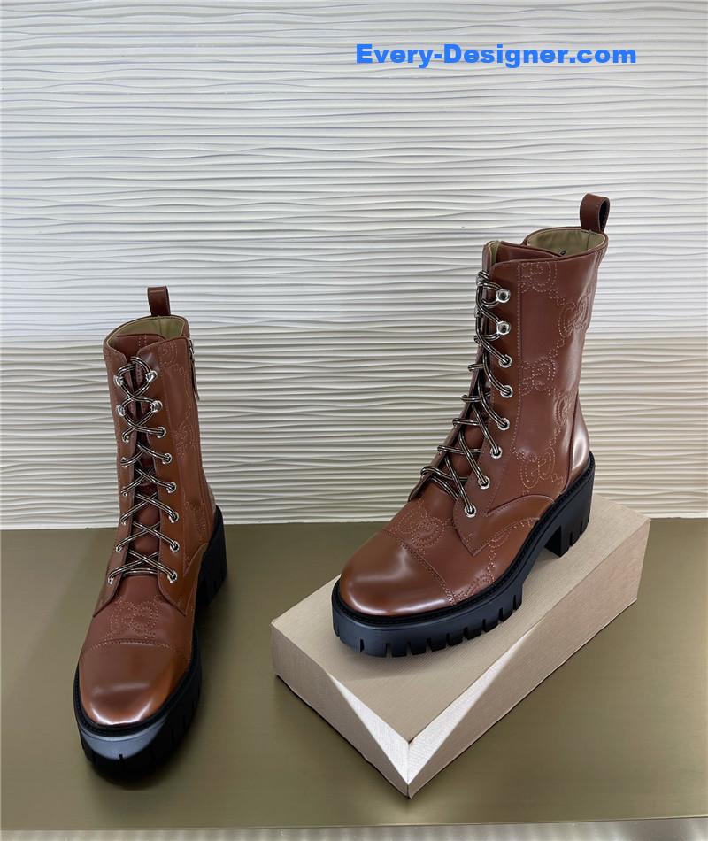 Gvc*1 double g embroidered logo retro motorcycle boots