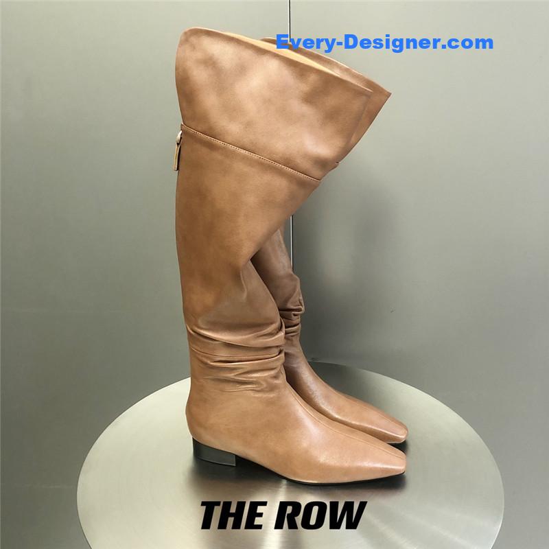 The R0w two-piece square-toe pleated over-the-knee boots