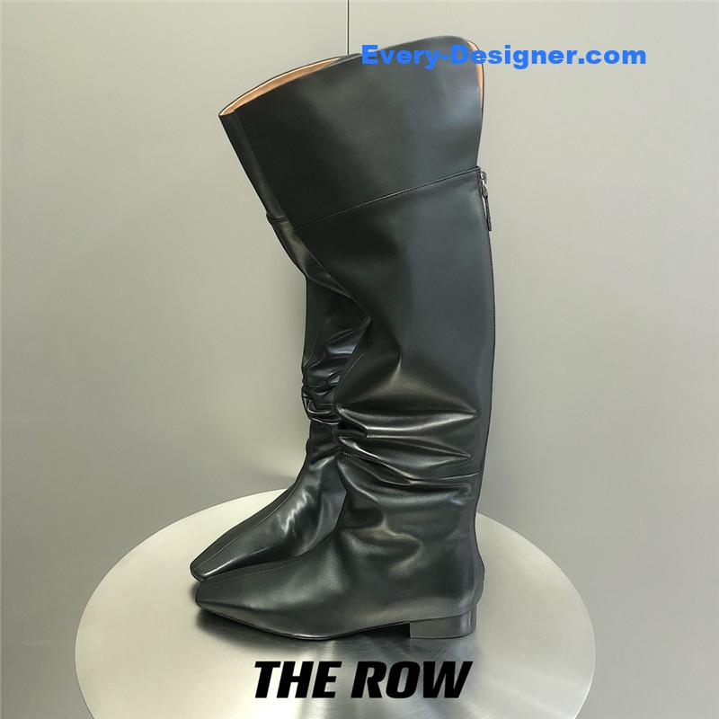 The R0w two-piece square-toe pleated over-the-knee boots